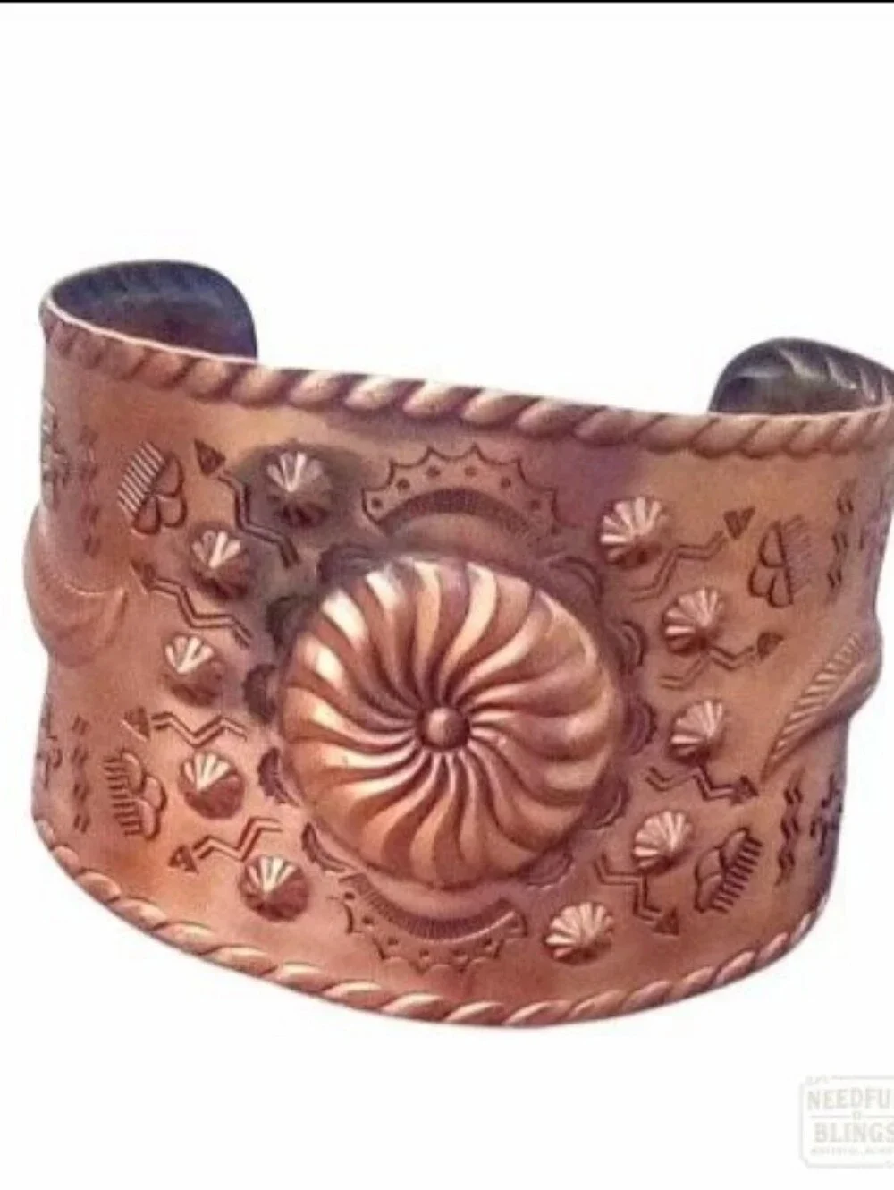 Bell Trading Post Vintage Solid Copper Stamped Wide Cuff Bracelet